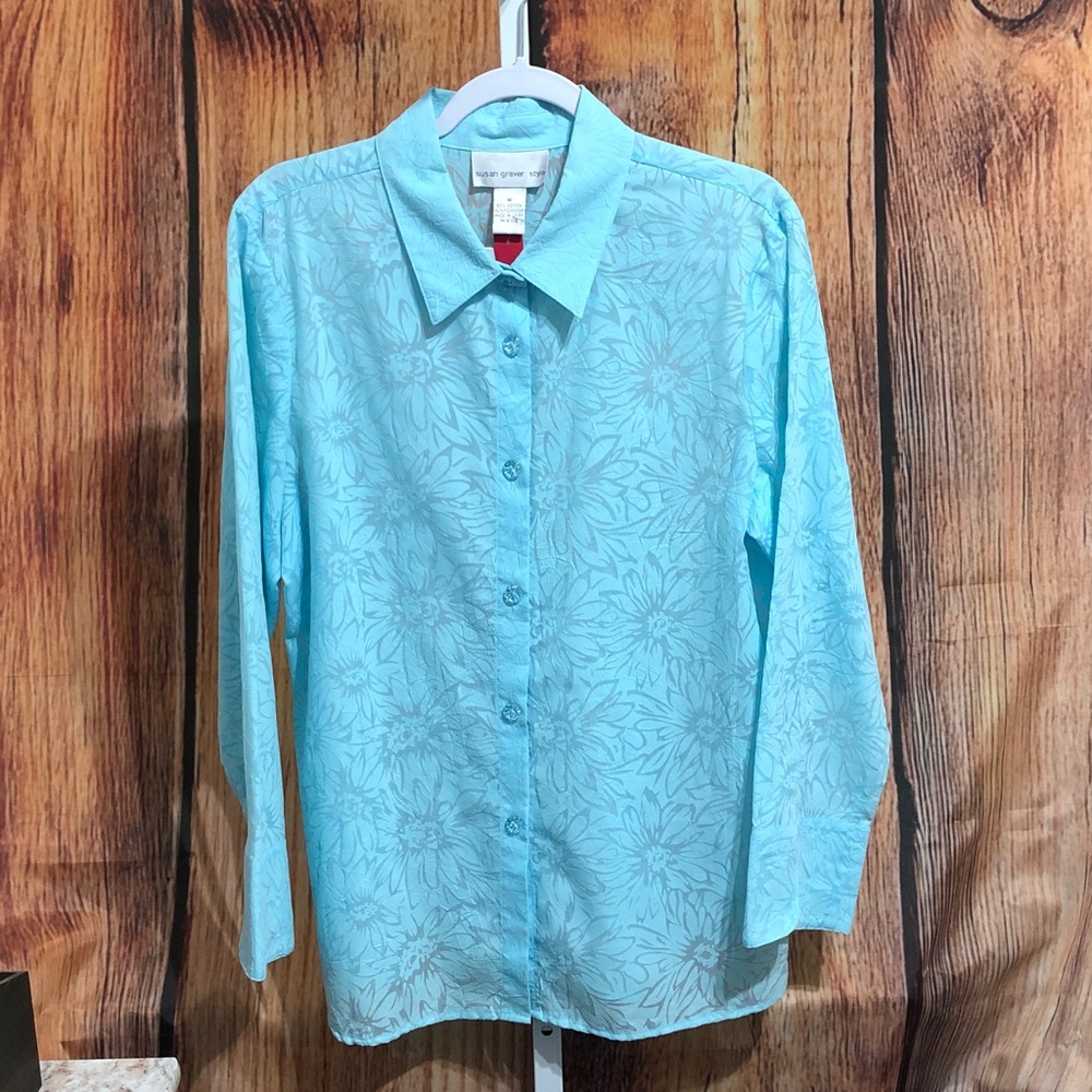 Susan Graver Style Button Blouse Size M